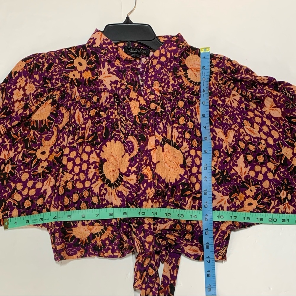 Rachel Zoe Floral Tie Waist Blouse Women’s Medium Balloon Sleeve Boho Top NWT - Picture 2 of 10